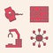 Set Social network, Wireless charger, Server, Data, Web Hosting and Robotic robot arm hand factory icon. Vector
