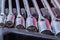 Set of socket wrenches in a case,  close up of workers tools, selective focus