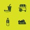 Set Soda and hotdog, Taco with tortilla, Bottle of water and Fast street food cart icon. Vector