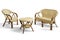 Set with sofa chair and wicker table