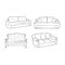 Set of sofas drawings sketch style, vector illustration. sofa vector sketch illustration