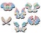 Set of soft color isolated butterflies.