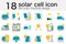 Set of solar cell panel  photovoltaic icon in minimal flat color design