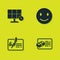 Set Solar energy panel, Financial document, Signed and Smile face icon. Vector