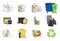 Set of sorted garbage icons. Recycle trash bins