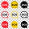 Set of SOS help icon, safety support alert design, save vector illustration