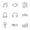 Set of sound volume process line icons contains headphones, speaker and more. 64x64 Pixel Perfect. vector illustration