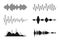 Set of sound waves. Analog and digital line waveforms. Musical sound waves, equalizer and recording concept. Electronic sound