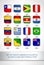 Set of south america colorful glossy flags rectangle pins