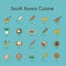 Set of south korean cuisine icons. Vector illustration decorative design