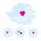 Set of speak and think clouds with red hearts. Cartoon love dialog bubbles. Flat vector Valentines Day design elements,