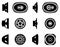 Set of speaker driver icons. Car audio. Silhouette vector