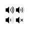 Set of speaker volume flat vactor icon. Symbols on, off, mute, high, low sound signs for graphic design, logo, web site, social