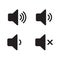 Set of speaker volume flat vactor icon. Symbols on, off, mute, high, low sound signs for graphic design, logo, web site, social