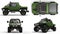 Set special all-terrain vehicle for difficult terrain and difficult road and weather conditions. 3d rendering.
