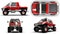 Set special all-terrain vehicle for difficult terrain and difficult road and weather conditions. 3d rendering.