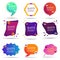 Set of speech quote text box of gradient color. Template of geometric badge with circle shape. Remark dialog, citation bubble for