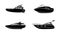 Set of speed boats. Cutter ship. Speedboat side view