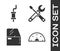 Set Speedometer, Car muffler, Car door and Screwdriver and wrench tools icon. Vector