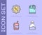 Set Spice in can, Discount percent tag, Soda and Shopping bag and food icon. Vector