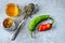 Set of spices for cooking.