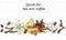 Set of spices for tea and coffee on a white background. Vector illustration lemon, vanilla, cinnamon, cloves, coffee. Banner for