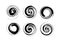 Set of spiral element, twisted swirl silhouette on white background