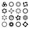 Set of spiral swirl icons, twirl spiral circle, swirling circles, twist curve spiral. Vector