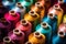 A set of spools of sewing thread in different colors.