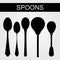 Set of spoons in the vector. Elements of home life.