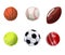 Set of sport balls. Hand drawn VECTOR illustration. Basketball, baseball, rugby ball, tennis ball, soccer ball, cricket