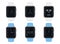 Set of sport electronic smart watches with different dials design style isolated.