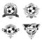 Set of sport logotypes or emblems in retro style. Soccer Championship. Football Tournament. Veterans Cup.