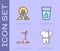 Set Sport track suit, Meditation, Treadmill machine and Glass with water icon. Vector