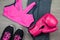 Set of sport wear for boxing exercise training, Gym fashion and accessories.