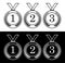 Set of sports medals with laurel wreath. Templates, layouts for sports design decoration. First, second and third place in the