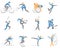 A set of sports: soccer, tennis, volleyball, skiing and more. Isolated stylized illustration on a white background.
