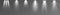 Set of Spotlight isolated on transparent background. Vector glowing light effect with white rays and beams. PNG. Vector illustrati