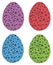 Set spotted Easter egg of various colors. Isolated on a white background. Marker hand draw illustration. Decoration