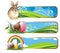 Set of spring easter banners with rabbit and eggs