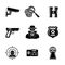 Set of Spy icons - fingerprint, spy, gun