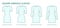 Set of Square armhole sleeves clothes - long, short, 3-4, elow length technical fashion illustration with fitted body.