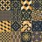 Set of square ceramic tiles with elegant traditional oriental patterns. Bundle of decorative ornaments, ornamental