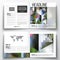 Set of square design brochure template. Abstract colorful polygonal background, natural landscapes, geometric