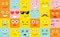 Set square emoticons with different emotions, vector illustration