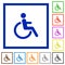 Set of square framed disability flat icons