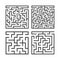A set of square mazes of various levels of difficulty. Game for kids. Puzzle for children. One entrances, one exit. Labyrinth