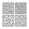 A set of square mazes of various levels of difficulty. Game for kids. Puzzle for children. One entrances, one exit. Labyrinth