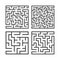 A set of square mazes of various levels of difficulty. Game for kids. Puzzle for children. One entrances, one exit. Labyrinth