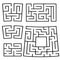 A set of square and rectangular labyrinths with entrance and exit. Simple flat vector illustration isolated on white background.